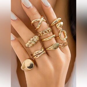 Elegant Gold-Tone Ring Set